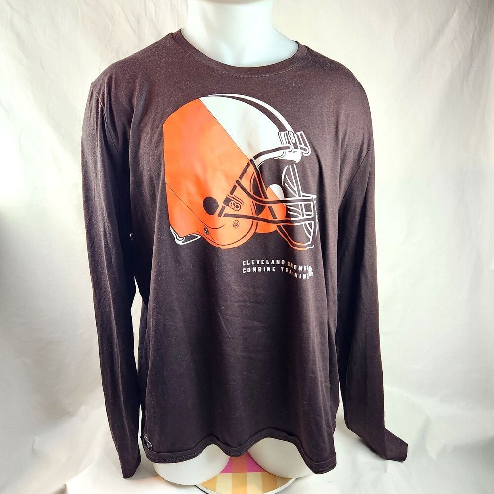 Cleveland Browns T Shirt Mens 2XL Brown Graphic Tee Helmet NFL New Era Football